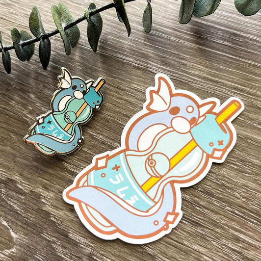 Dratini Ramune Pin &amp; Sticker