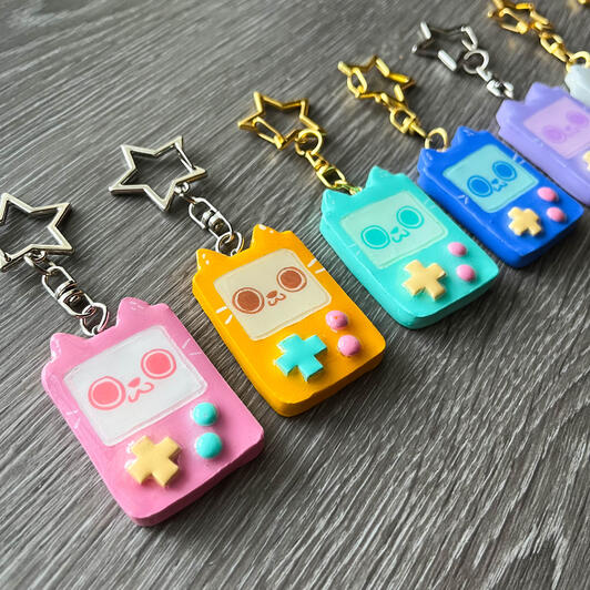 Handmade Kitty Gameboy Keychains